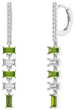 Ohrringe Hängend Stein, Ohrringe Damen Klein Quaste mit Weiß-Grünem Zirkonia Silber 925 Silber Schmuck