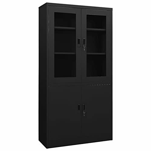 Xichuzi Büroschrank, Aktenschrank, Werkzeugschrank, Metallschrank, Stahlschrank, Kellerschrank, Universalschrank, Lagerschrank, Schwarz 90x40x180 cm Stahl