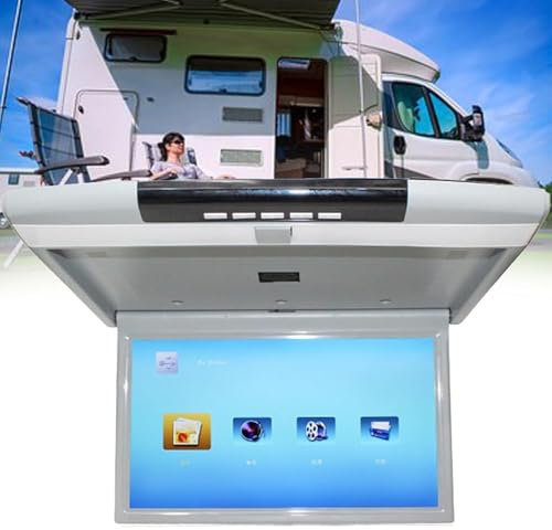 Moniteur LED 1080p rabattable pour voiture, écran IPS de 17,3 pouces, affichage complet, TV numérique HD, lecteur MP3, MP4, MP5, JPG, MPEG4, WMA, AVI,Grey