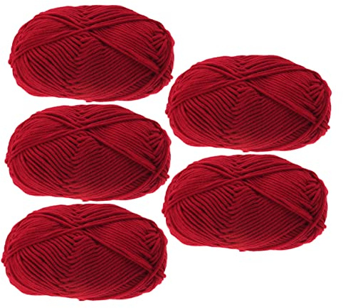 SEWACC 5rolls Cotton Yarn Soft Knitting String for DIY Craft Projects for Hand Knitting and Crochet Cotton Line