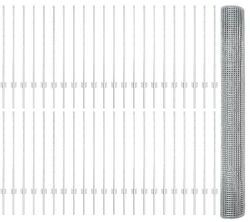 vidaXL Cerca de alambre soldado con postes 100 x 1 m Acero Galvanizado