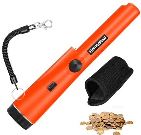 mizikuu Metalldetektor Pinpointer, Tragbar Metallsuchgerät IP66 Wasserdichter mit Eingebautem LED Indicator Alarm Licht 360° Scan Holster Goldsuchgerät Metallsucher für Goldmünze Hunt Relikte Schmuck