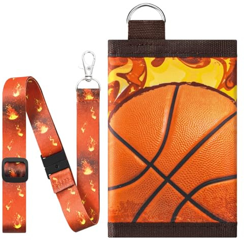 WAWSAM Monedero para niños, Baloncesto Monedero Niño Niñas, Trifold Toddler Cartera con Cordón de Seguridad Bolsillo Monedas Titulares de Tarjetas, Regalo para Niños para el Regreso a la Escuela