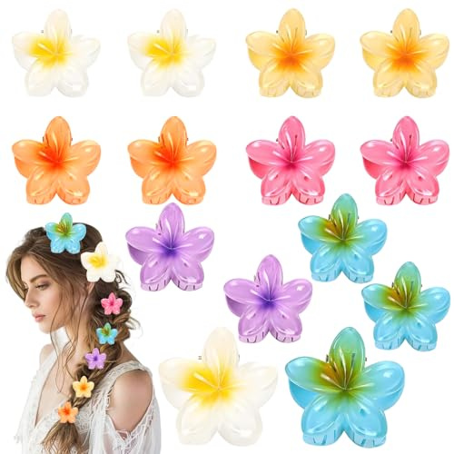 14 Stück Blumen Haarspangen für Frauen,Blumen Haarklammer,Haarspange Blumen,Rutschfest Haarklammer Blume,Große Blumenförmige Krallenklammern,Dünnes,Dickes,Lockiges Haar Für Frauen