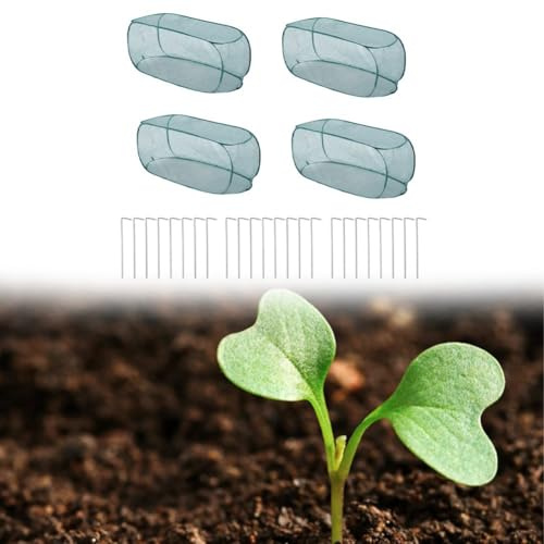 Cubierta protectora de malla para plantas con estacas de tierra adecuada para jardines de verduras y flores (120 x 40 x 45 cm)
