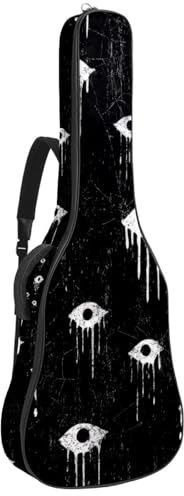 Halloween Party Niedliche Kürbisse Fledermäuse Hexenhut Gitarrentasche Gepolsterte Akustikgitarrentasche Rucksack mit verstellbaren Schultergurttaschen, Mehrfarbig 02, 42.9x16.9x4.7 in, Lässiger