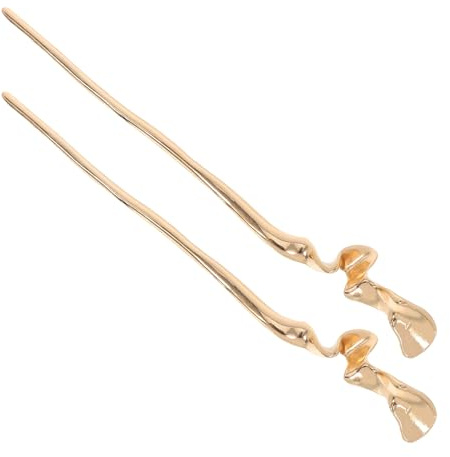 Artibetter Bacchette per Chioma Vintage in Lega di Zinco 2 Pezzi Design Irregolare Elegante Color Oro per Occasioni Speciali Matrimonio