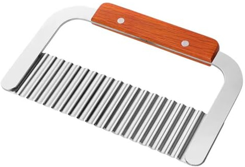ZYOMVUN Trancheuse à Frites, Couteau à Vagues, Coupe légumes ondulé, Coupe-frites de sécurité en acier inoxydable pour frites françaises, Outils De Cuisine pour Légume, Fruits et Gaufre, 18,5 x 12 cm