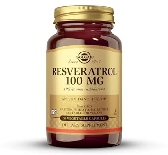 Solgar Resveratrol 100 mg Vegetable Capsules - Pack of 60 - Heart Health Friendly - For Daily Wellbeing - Gluten, Vegan, Dairy Free