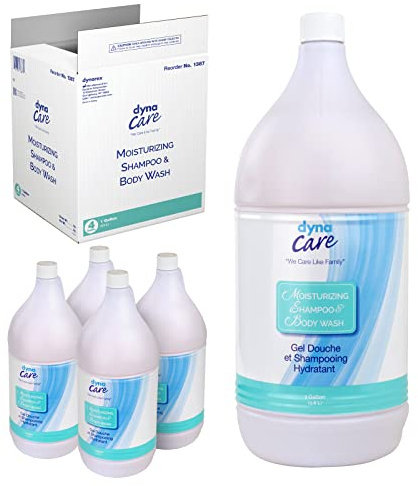 Dynarex Shampoo and Body Wash, Unisex - Moisturizing All-in-One Shampoo Body Wash for Skin & Hair - Mild Formula for Sensitive Skin - Tropical Scent - 1 Gallon Bottle, 4 / Case