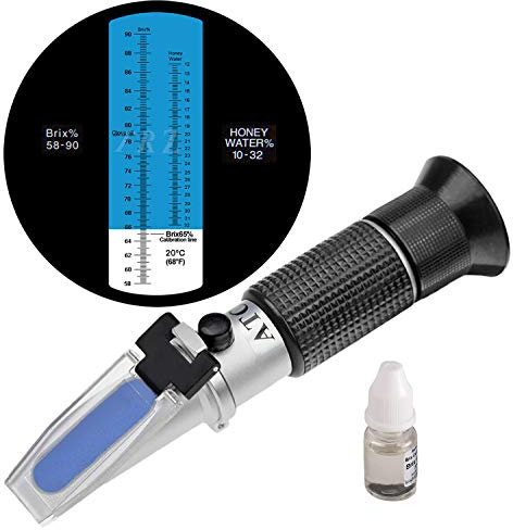 TRZ Refractometer Honey 10-32% Water Honey 58-90% Brix Sugar Baume for Beekeeping, Honey, Condensed Milk, Sugar Syrup, Fruit jam, Hamh Optics&Tools