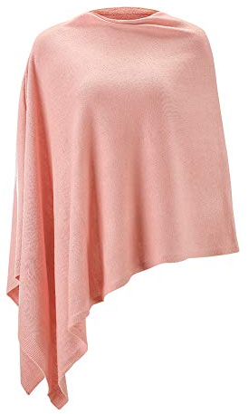 Poncho da donna leggero tinta unita maglione scialle mantello lavorato a maglia pullover elegante da donna top, Rosa chiaro., S-L