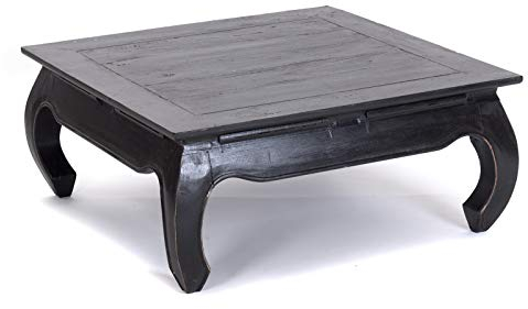 DESIGN DELIGHTS OPIUMTISCH East 80 | 80x80x36 cm (BxTxH), Mahagoni massiv | Beistelltisch aus Massivholz, Couchtisch | Farbe: 09 Voodoo - schwarz