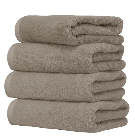 Ruggeri Set 4 Toallas Tocador 40x50 cm Algodón, Tortora | 500 g/m² tejido Dobby 4 Toallas Tocador 40x50 cm lavable a máquina 100% Algodón;