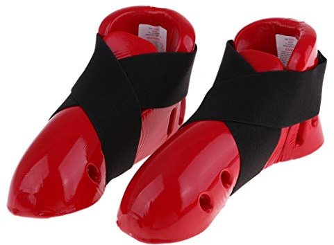 Milageto Karate Taekwondo Protezione per I Piedi per Calzature da Allenamento per Arti Marziali - Rosso, S
