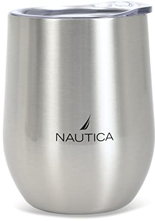 Nautica Port Double Wall Stainless-Steel Wine Tumbler ,Great for Camping, Outdoors ... (Stainless Steel)
