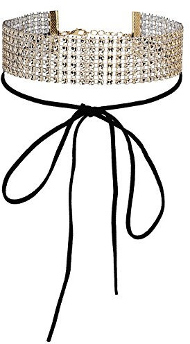 Gualiy Choker Halsband Gothic Strass Kristallseil Halskette Choker Gold Gold Halskette Damen Layer Choker