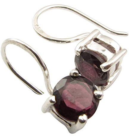 SilverStarJewel 925 Voll silber Rund schliff Granat zinken Einstellung Ohrringe 1,5 cm