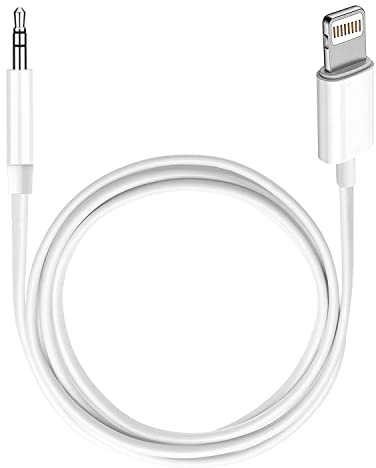 (Apple MFi Certified) iPhone AUX Cord,Lightning to 1/8 Inch Audio Cable,3.3ft, Headphone Jack Adapter Male Aux Stereo Audio Cable Compatible for iPhone 14/13/12/11/XR/X/8/7 (White)