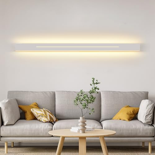 ZMH Wandleuchte Innen Wandlampe LED Modern Schlafzimmer 100CM | Flurlampe Warmweiß 31W Weiß Treppenhauslampe Wandbeleuchtung für Flur Treppenhaus Kinderzimmer Wohnzimmer