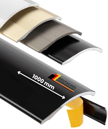 Floordirekt Übergangsprofil selbstklebend | Übergangsleiste Höhenausgleich bis 11 mm aus Aluminium | Anpassungsprofil 38 mm x 100 cm Höhenausgleichsprofil | einfache Montage (1 Stück Schwarz)