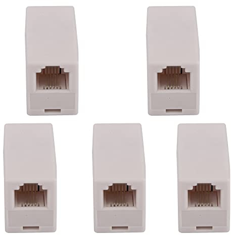 Ubramac Accoppiatore RJ11, cavo telefonico dritto in linea RJ11 6P4C, adattatore di prolunga per cavo telefonico dritto da femmina a femmina, bianco, confezione da 5