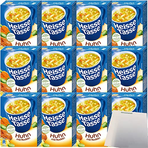 Erasco Heisse Tasse Huhn mit Nudeln 12er Pack (36 Beutel a 12,2g) + usy Block