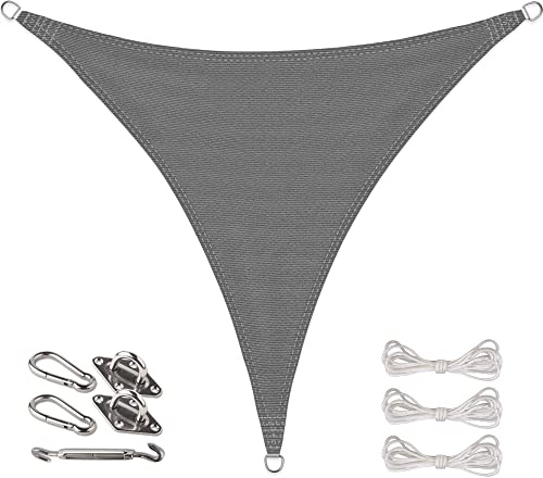 CelinaSun Sonnensegel Set Befestigung V2A Basic HDPE Dreieck gleichseitig 3,6 x 3,6 x 3,6 m anthrazit Sonnenschutz atmungsaktiv