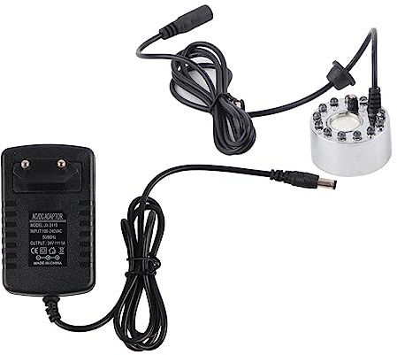 Mist Maker Fogger 12 LED Humidificateur à Ultrasons Protection Contre les Pénuries D'eau Halloween Décoration Fontaine D'eau Étang Brouillard Atomiseur Humidificateur D'air(EU PLUG)