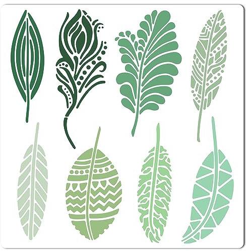 GORGECRAFT 30 cm Feder-Schablone Kunststoff-Zeichenschablonen Wiederverwendbare Malvorlagen DIY Dekorative Mandala-Vorlage Basteln Für Scrapbooking Möbel Wand Holz Papier Heimstoff Bodendekoration
