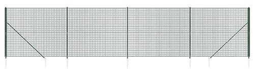 vidaXL Stängsel med markspett grön 2x10 m, utomhusstängsel, nätstängsel med markspett, pvc-belagt stängsel, nätstängsel, nätstängsel med jordspett