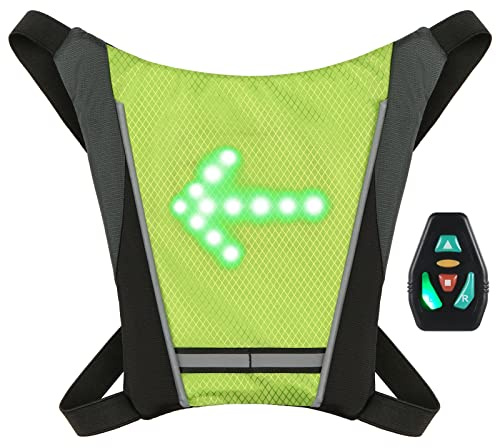 CalmGeek LED Blinker Fahrrad Pack USB Wiederaufladbar Reflektierender Rucksack Befestigung Clip mit Fernbedienung LED Rucksack mit Richtungsanzeiger Sicherheitslichttasche Sportweste für Radfahren