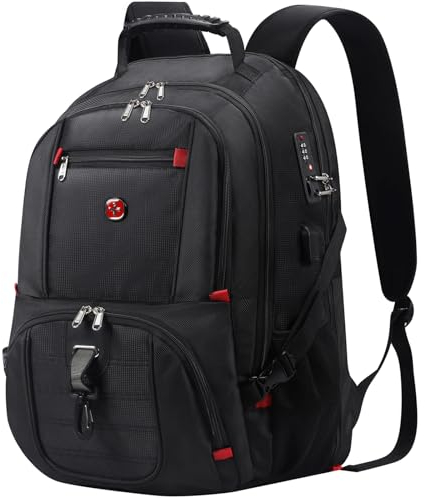 star cloud Backpack Men, 15.6 Inch Anti Theft School Laptop Work Bag Travel Rucksack, Waterproof Computer Back Pack with USB Charging Port & Lock for College Business Office, Black