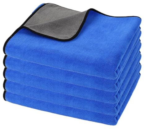 HOUSON 5 Stück 400 GSM Auto Trockentuch, Mikrofasertuch Mikrofasertücher Poliertücher Autopflege zur Reinigung von Auto & Motorrad 30x30cm