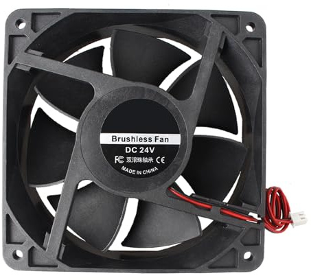 Jopto Ventola di raffreddamento per armadietti PWM Brushless 120x120x38mm 12038 DC 24V Doppio cuscinetto a sfera ad alto flusso d'aria con terminale a 2 pin compatibile con la stampante 3D da tavolo