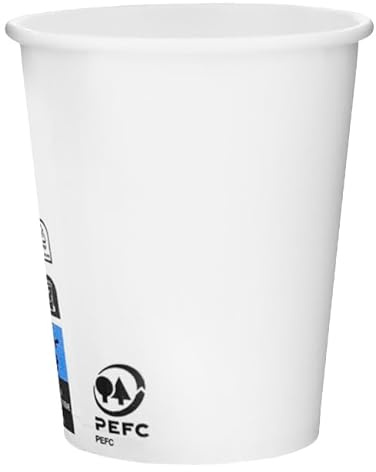 Monouso | 100 Vasos de Cartón Blanco 6 oz (180 ml) Ø7 cm – Vasos Desechables para Café, Té e Infusiones | Aptos para Bebidas Calientes | 100% Reciclables