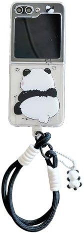 SCJLSDA för Samsung Galaxy Z Flip 6 fodral, sött pandamönster, Kawaii roligt tecknat djurtryck skyddande skal för Z Flip 6