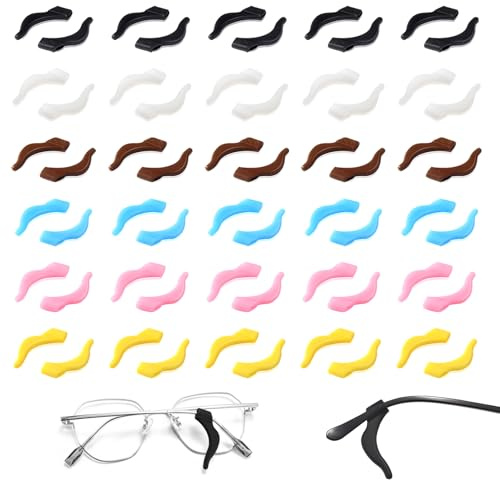 30 Paar Brillenhalter Ohr - Antirutsch Brillenbügel Überzug, Silikon, Multicolor, Verhindert das Herunterrutschen der Brille, Universal, Weich und Bequem für Sonnenbrillen Lesebrillen Brillen
