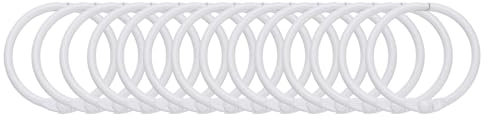 QUARKZMAN 14uds Ducha Cortina Anillos, 1,3 Pulgadas ID Hierro Redondo a Presión Ganchos Ducha Cortina Ganchos Deslizamiento Suavemente Ducha Ganchos para Baño Ducha Cortina Varillas, Blanco