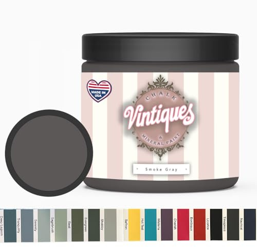 Vintiques Chalk & Mineral Paint, Smoke Gray, 8oz - Matte Finish- Easy Application for DIY Projects - Furniture, Wood, Metal, Home Decor and More - includes color card