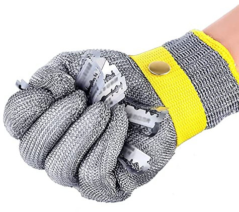 WQZStar Schnittschutzhandschuhe, Schnittschutzhandschuhe für Köche, Sicherheitsarbeitshandschuhe aus lebensmittelechtem Edelstahldraht, für Linke und rechte Hand (Größe: 1er-Pack/XXXL) (1er-Pack/XXL)