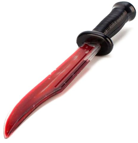 Acan Tradineur - Cuchillo con sangre móvil para Halloween - Fabricado en Plástico -Complemento para disfraces - Longitud de 35 cm