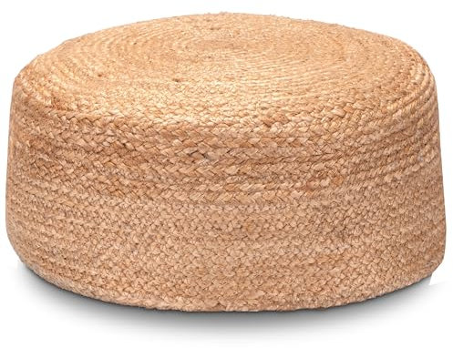 Decorasian Pouf Hocker – Sitzkissen Tatami Kissen geflochten aus Jute – Sitzpouf im Boho Stil - Sitzhocker rund 40cm x 15cm