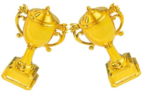 KOMBIUDA 2 Pezzi Mini Coppa Trofei in Plastica Premio Tazze Per Bambini Decorazioni Per Torte Sportivi Per Calcio
