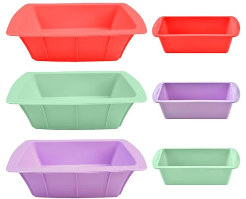 Tuxuseo 6 moldes de silicona para hornear, pequeños rectangulares, 20 x 9,5 x 5,5 cm, molde para tartas, molde para tartas, molde para tostadas, molde de silicona para airfryer, moldes de pan para