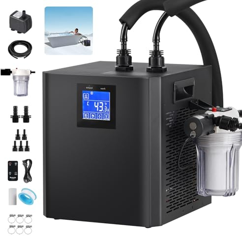 QAMGCYW Ice Bath Water Chiller, 1/3HP Cold Plunge Chiller with External Filter, Filter pad, and Pump, Remote Control Water Chiller, for Home and Professional Use