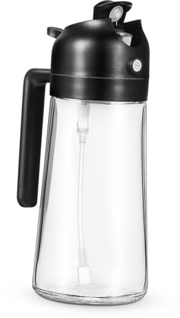 Warmhm Olive Oil Dispenser Bottle Sprayer 470ml Black Multi-functional Easy to Fill Kitchen Oil Measuring Dispenser