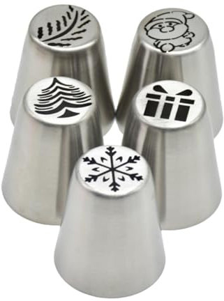 Cabilock 5stücke Teiliges Edelstahl Spritztüllen Für Kuchen Weihnachtsmotiv Creme-dekoration Ergonomisch Rostfrei Zum Verzieren Von Torten Cupcakes Geburtstagen Hochzeiten Und Festen