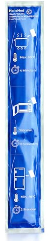 HaseMed - Compressa calda a freddo, riutilizzabile, con imbottitura in gel, ideale per lesioni sportive, dolori, infiammazioni, adatta al microonde e al congelatore (7,5 x 52 cm, 1 pezzo)