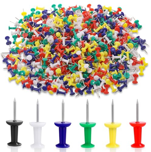 JIANTA Sharp Pins 600 st, Chinchetas för kork, Flerfärgade pins, Färgglada - 6 Färger